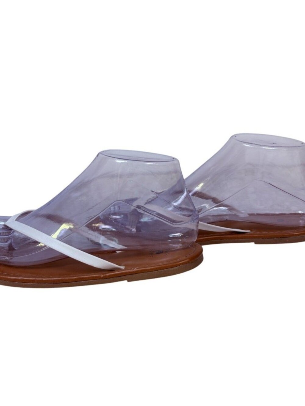 Shade & Shore Women's Size 6 Faux Leather White Strap Sandals - Picture 4 of 8